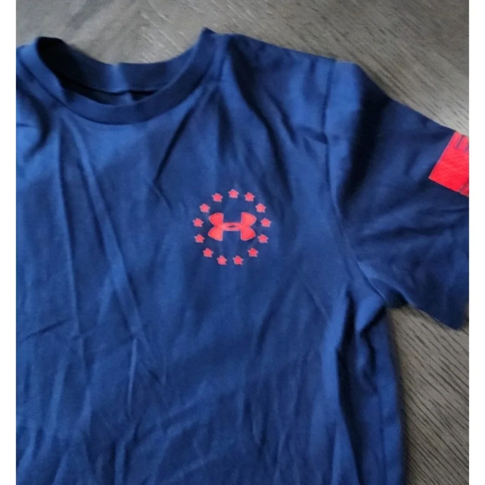 Under Armour Kids Freedom HeatGear Navy Blue Graphic T-Shirt YLG‎ Large